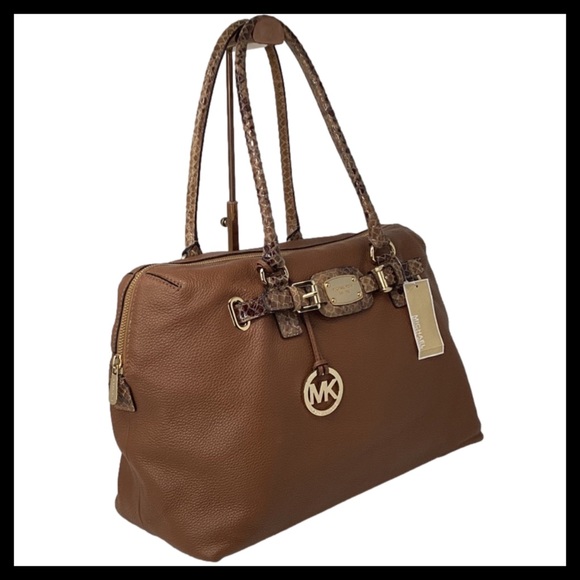 Michael Kors Hamilton Weekender 
Large Leather Handbag Color: Luggage - Picture 3 of 7